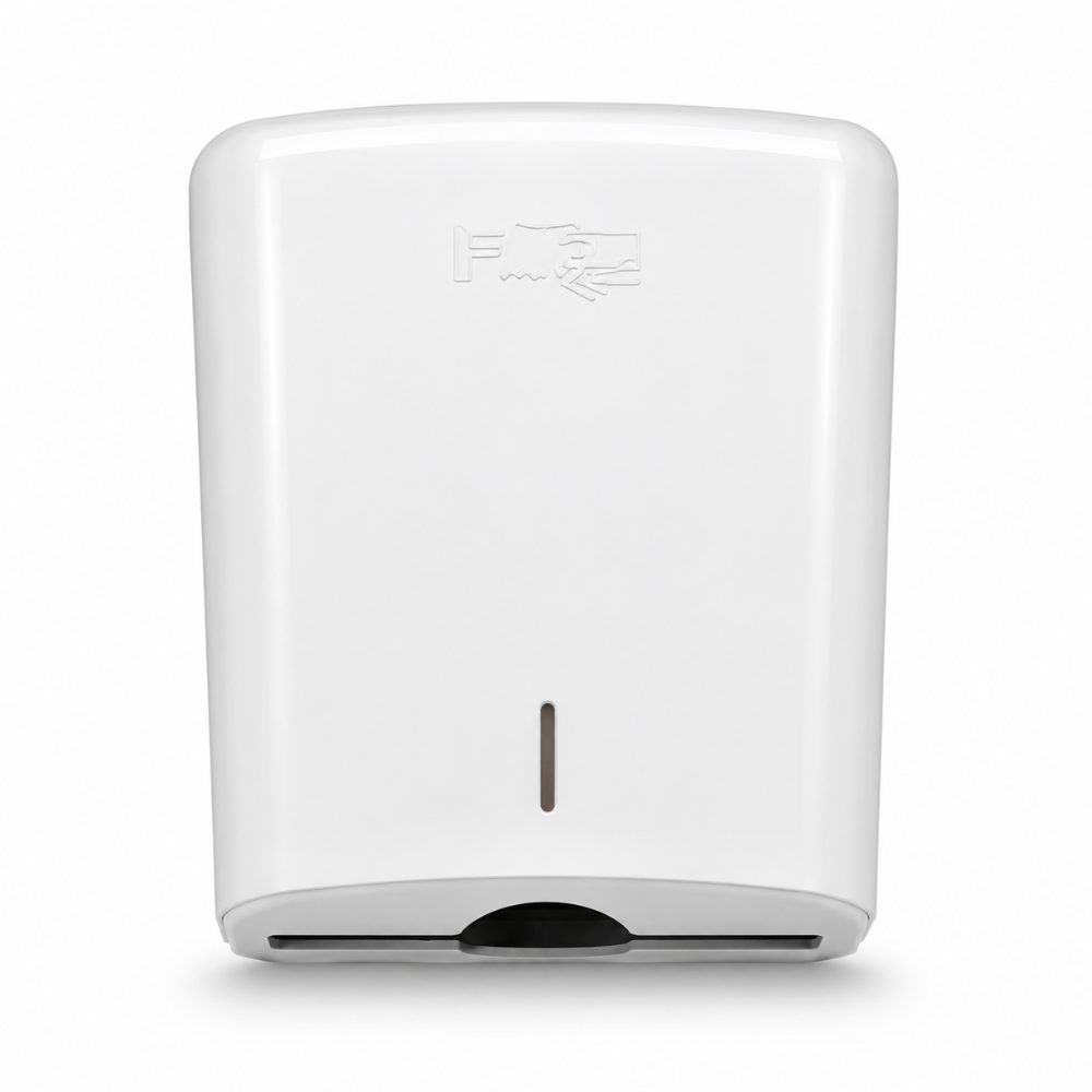 Dispenser asciugamani piegati EE-0106 in ABS bianco con carta inserita