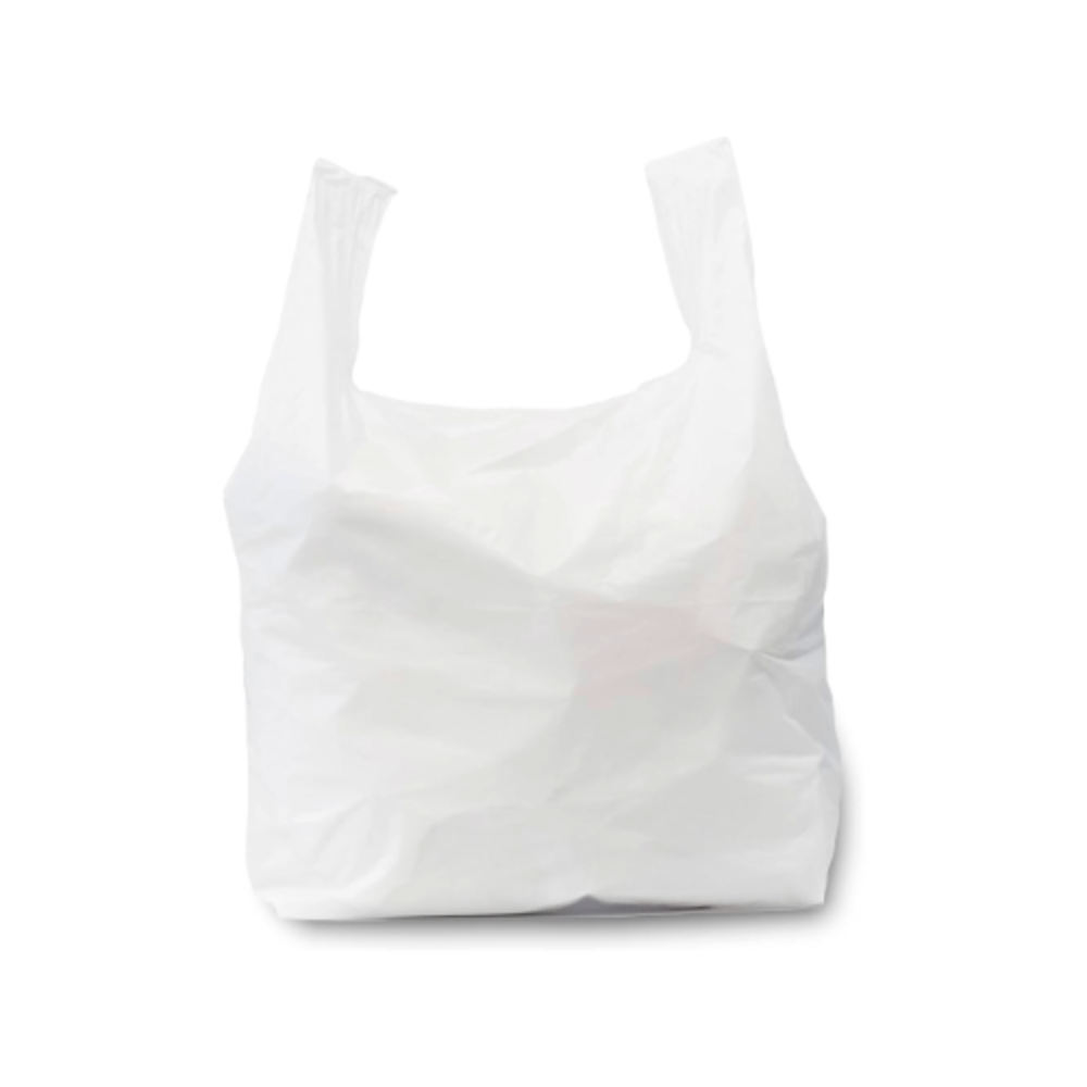Grand Materbi Shopper blanc, certifié sans plastique et biodégradable.