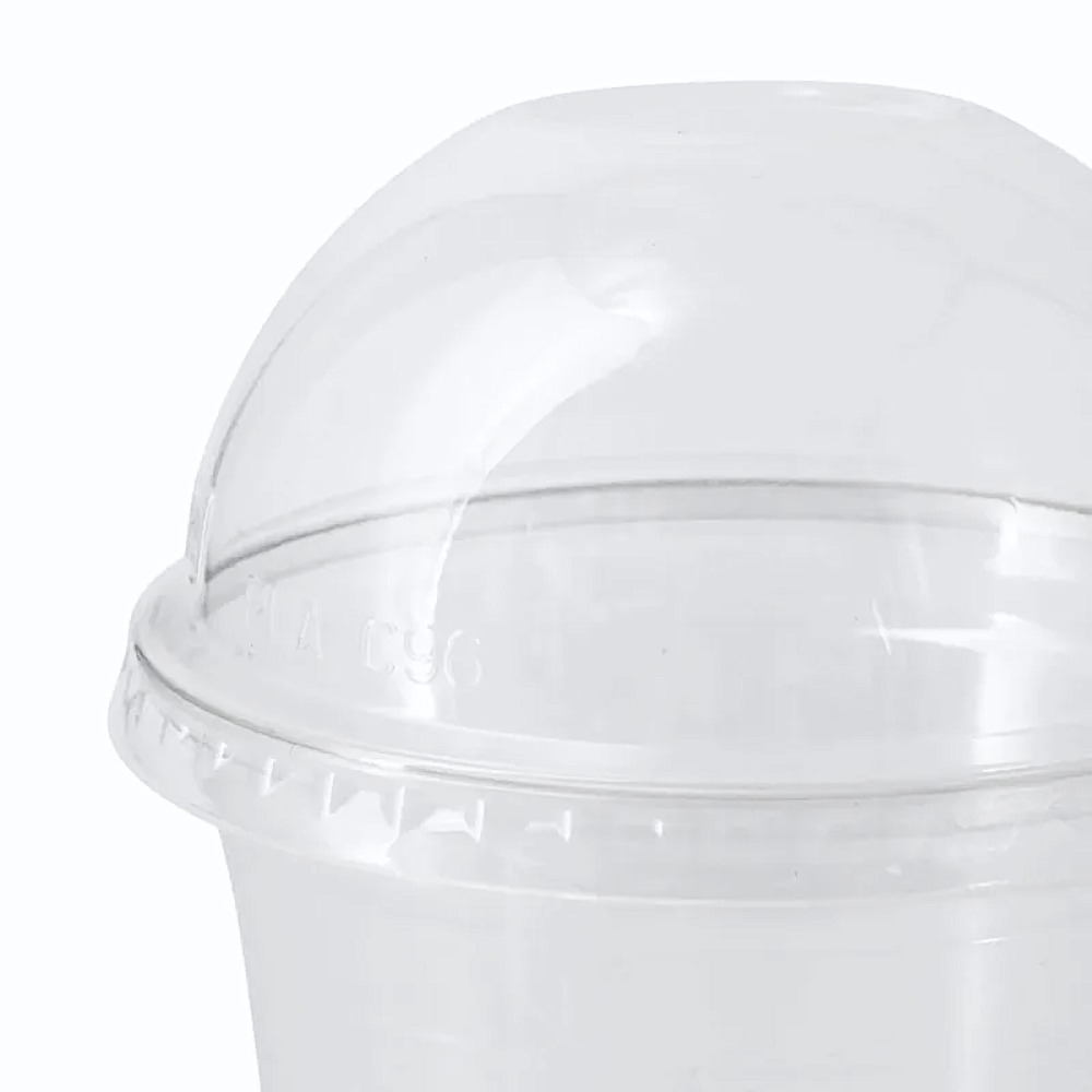 Coperchi a cupola senza foro per bicchieri da 400-500 ml, confezione da 50 pz. Soluzione ecologica e resistente per bevande e dessert da asporto.