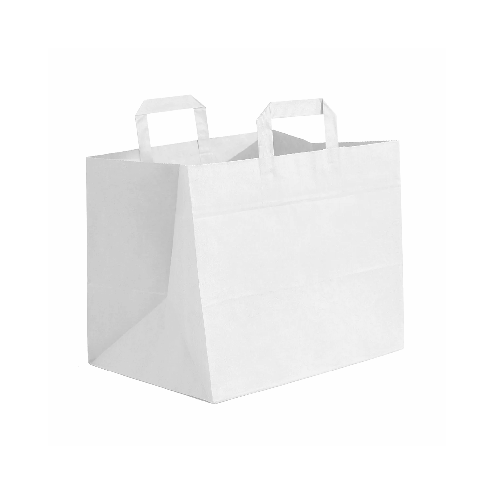 Buste shopper carta bianca con manici 32+17x29 cm 300 pz - immagine 2