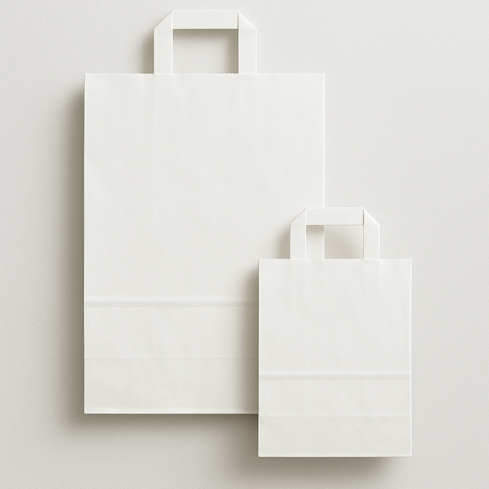 Buste shopper in carta bianca, impermeabili e versatili