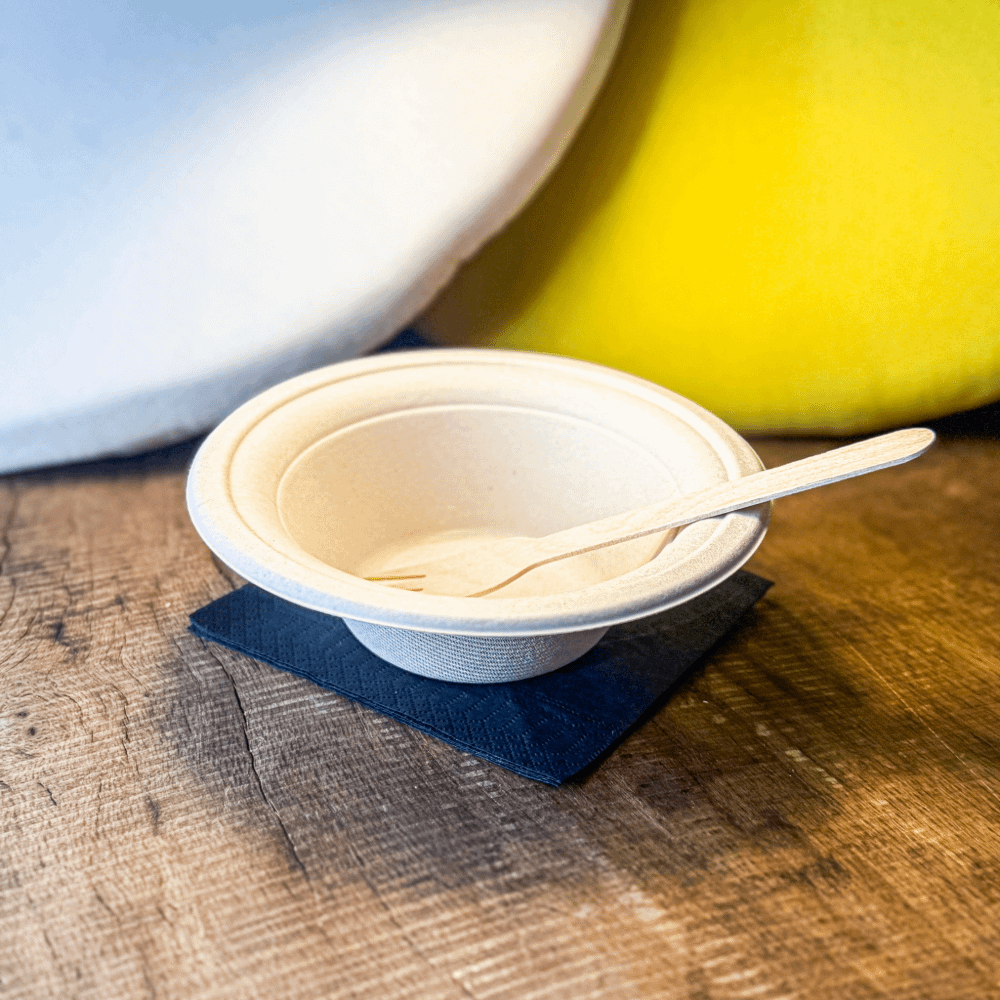 Ciotole per zuppe in fibra di cellulosa 340 ml, biodegradabili e ecologiche.