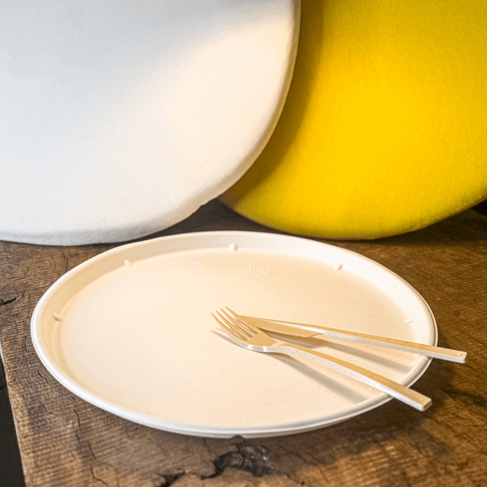 Piatti pizza in polpa di cellulosa e PLA ø 31 cm 100 pz - immagine 3