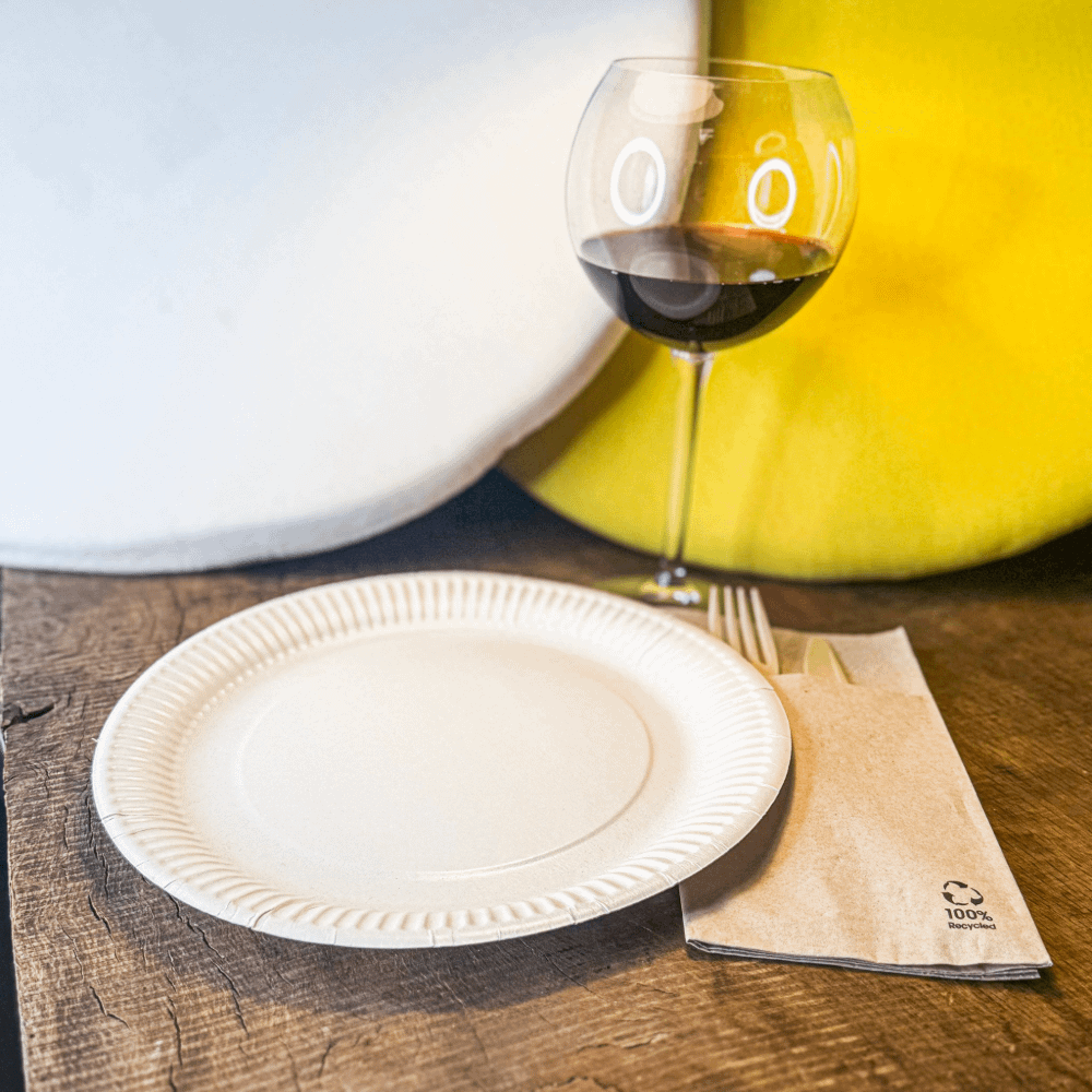 Piatti di carta BioCoated 23 cm, economici e versatili.