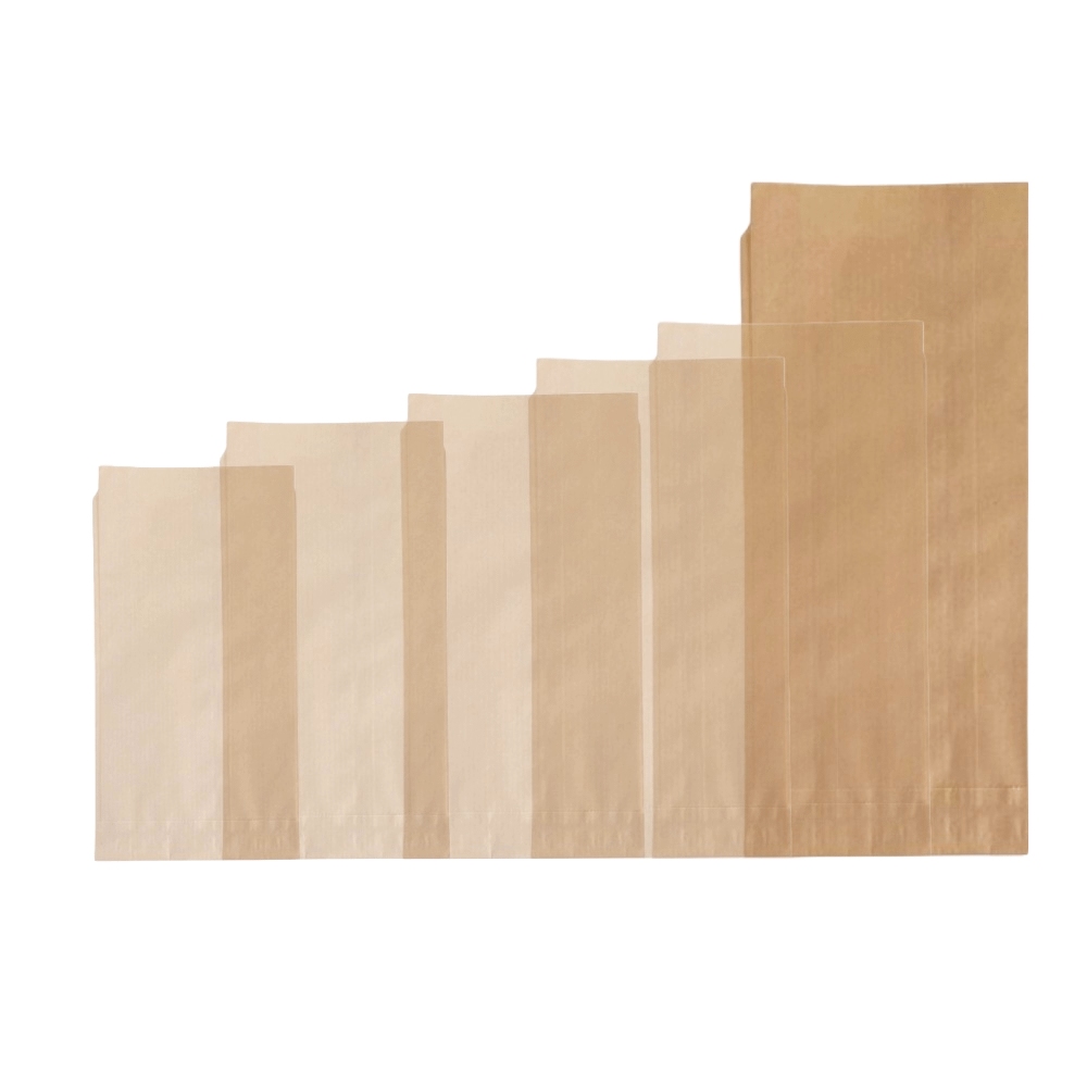 Sacchetti carta kraft avana, certificati Uni En 13432 e plastic free