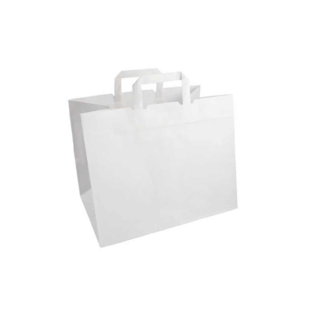 Shoppers bianche manici carta ecologica 32x21x27 cm confezione 250 pezzi