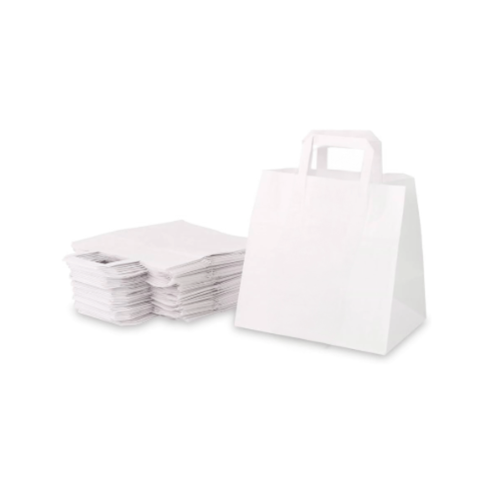 Shoppers bianche manici carta ecologica 32x21x27 cm confezione 250 pezzi