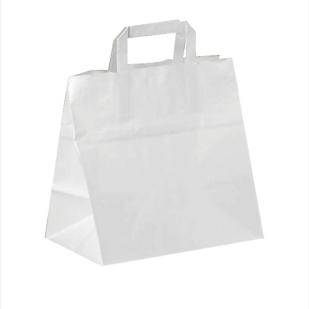 Shoppers bianche con manici in carta, plastic free e sicure