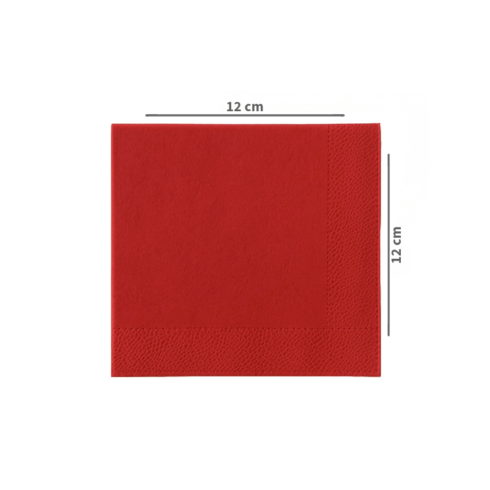 Tovagliolo ovatta rosso 25x25cm certificato