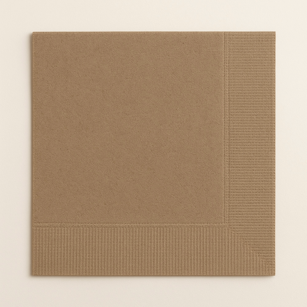 Tovagliolini personalizzati tortora 25x25 cm, 2 veli, per bar e bistrot, eleganti e versatili.