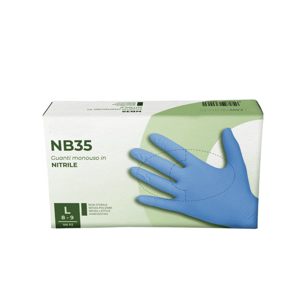 Gants en nitrile bleu taille L 100 pcs, vue latérale