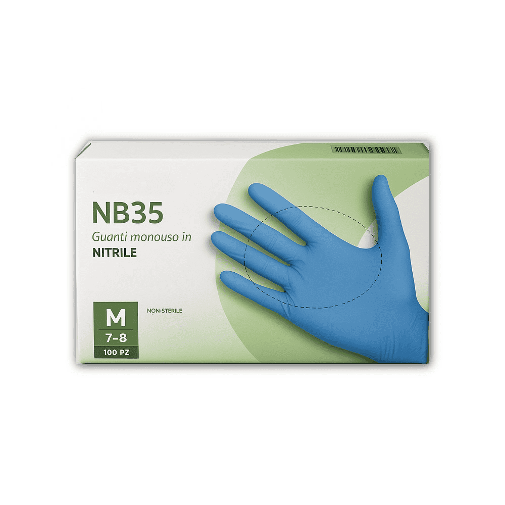 Gants en nitrile bleu taille M 100 pcs, vue de dessus