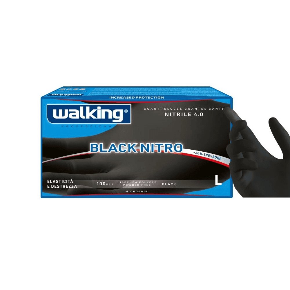 Gants noirs en nitrile non poudrés taille L 100 pcs, vue de dessus