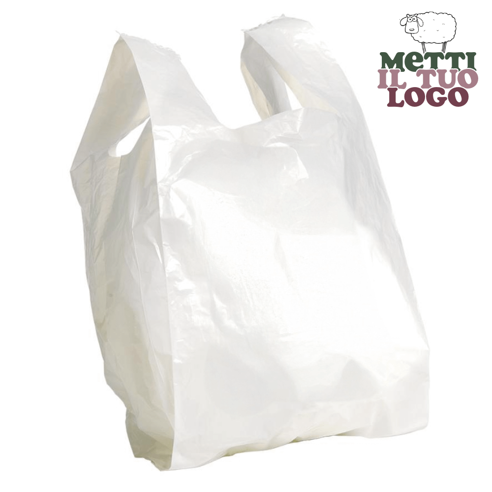 Sacs à provisions personnalisés en Materbi 30+18x62 cm, 6 kg, compostables et biodégradables.