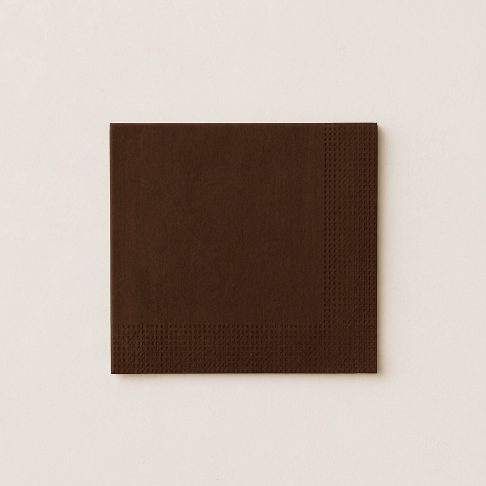 Serviettes de table en ouate douce, format 33x33 cm, couleur chocolat (lot de 1000).