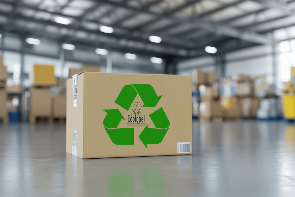 Cartone pronto alla spedizione con detergenti ecolabe