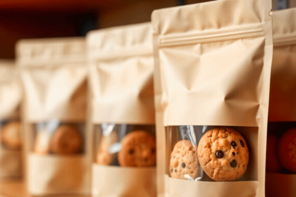 Packaging Sostenibile per Biscotti: Buste in Carta Kraft con Finestra