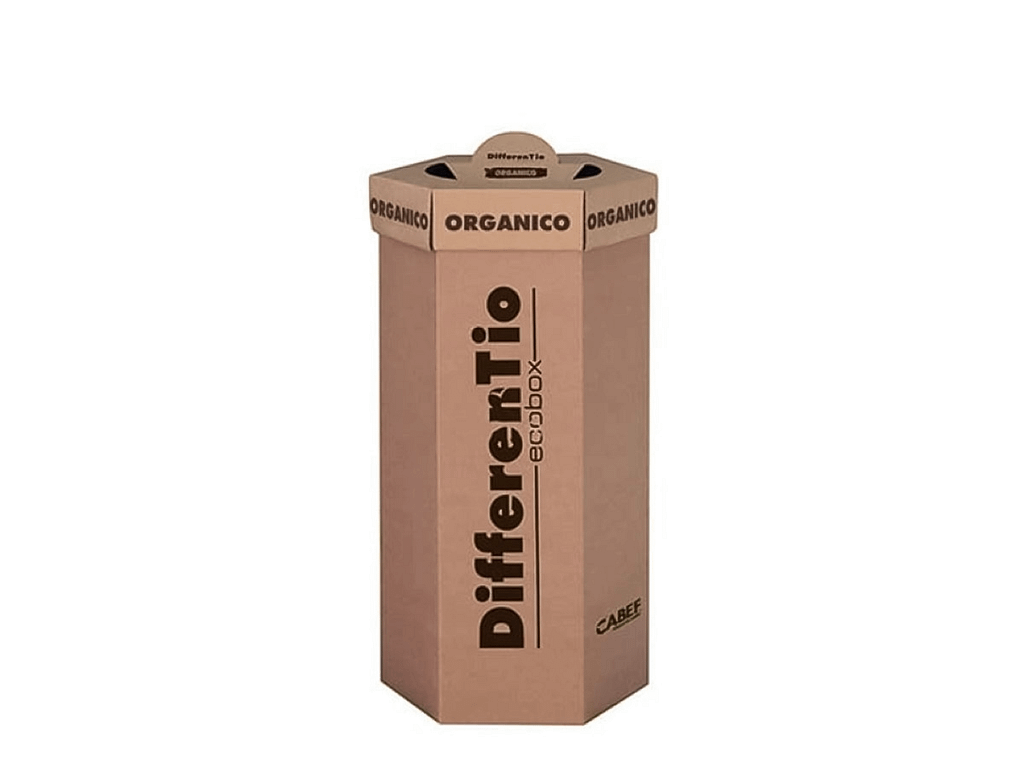 bidone in cartone per la raccolta dei rifiuti