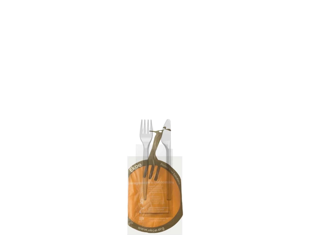 Set de couverts jetables compostables avec serviette : hygiène et praticité pour restauration et événements