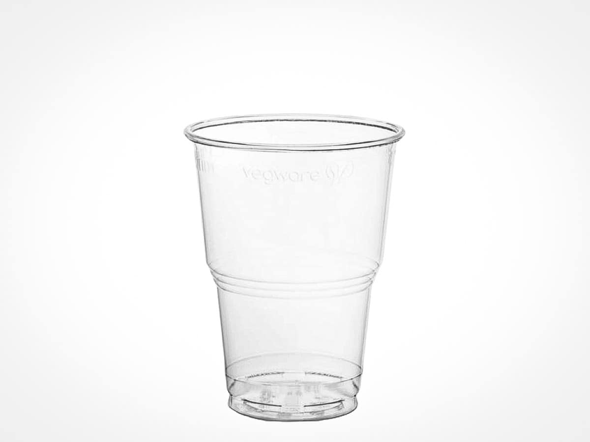 Gobelet à bière compostable transparent 500 ml pour événements et festivals.
