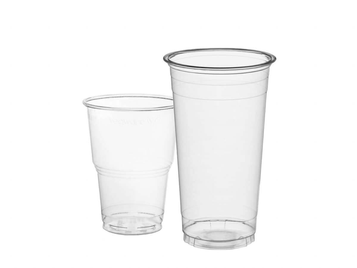 Gobelet compostable transparent pour événements et cocktails, certifié pour boissons froides.