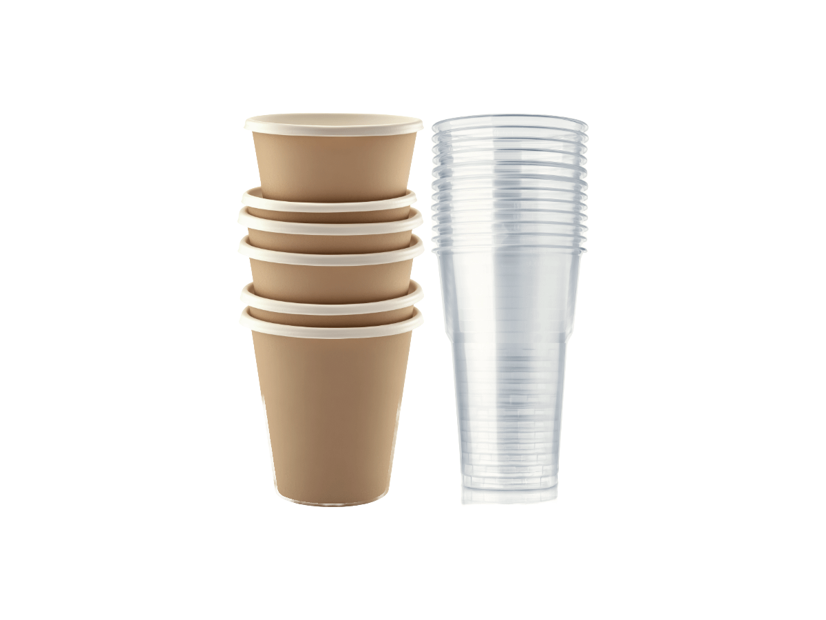 Gobelets compostables en PLA transparent, 300 ml, conditionnement en gros.