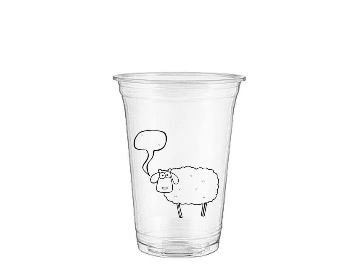 Gobelets en plastique compostables personnalisés avec logo pour boissons froides.