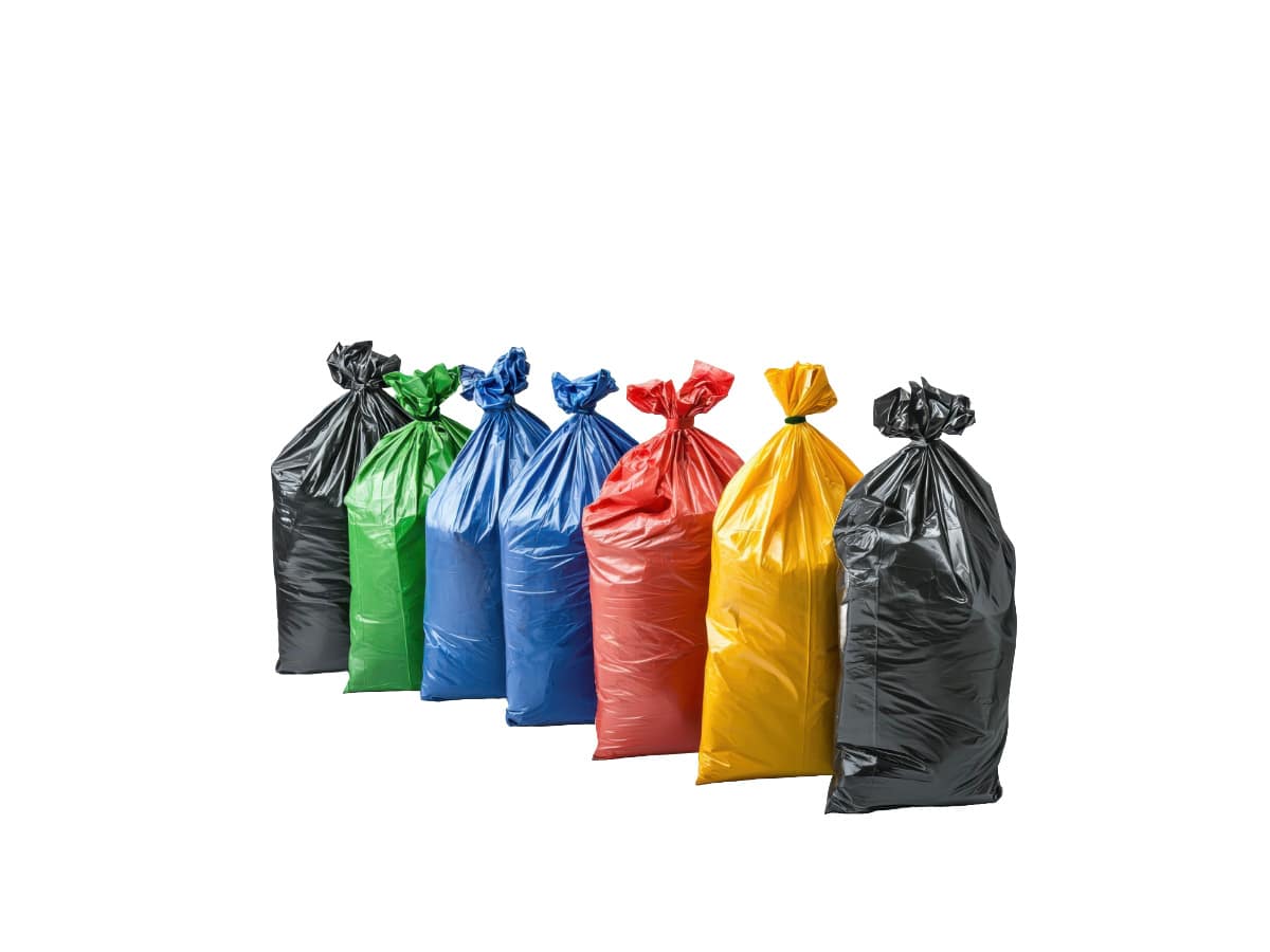 Sacs poubelles colorés résistants pour tri sélectif des déchets en entreprise