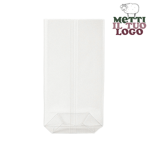 Bustine personalizzate trasparenti compostabili Natureflex 11+6x34 cm - Packaging ecologico e personalizzabile