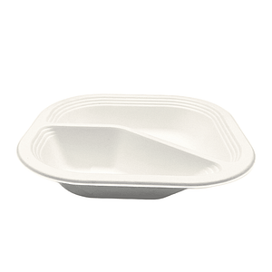 Barquettes alimentaires carrées deux compartiments thermoscellables - Lot de 125