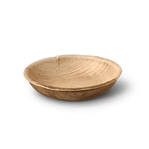 Gamelle ronde compostable en feuille de palmier 10 cm.