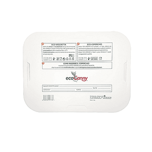 Couvercles en carton compostables pour plateaux 4-5 portions, résistants de -25°C à +200°C.