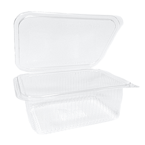 Plateaux alimentaires en bioplastique 1000 ml avec couvercle, transparents et compostables, pour plats froids à emporter.