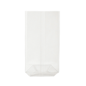 Sachets transparents pour aliments en Natureflex™ 60+50×200 mm, compostables.