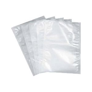 Sachets sous vide compostables 300×400 mm, transparents, biodégradables et certifiés UNI EN 13432.