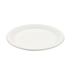Petites assiettes en pulpe de cellulose et PLA ø 18 cm, lot de 50, compostables.