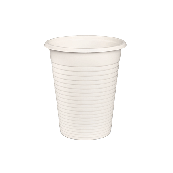 Bicchieri bianchi bioplastica CPLA 200ml, confezione da 100 pezzi.