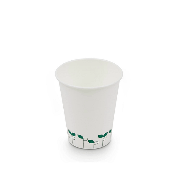 Bicchieri biodegradabili da 180 ml in carta bianca con rivestimento ad acqua, ideali per bevande calde