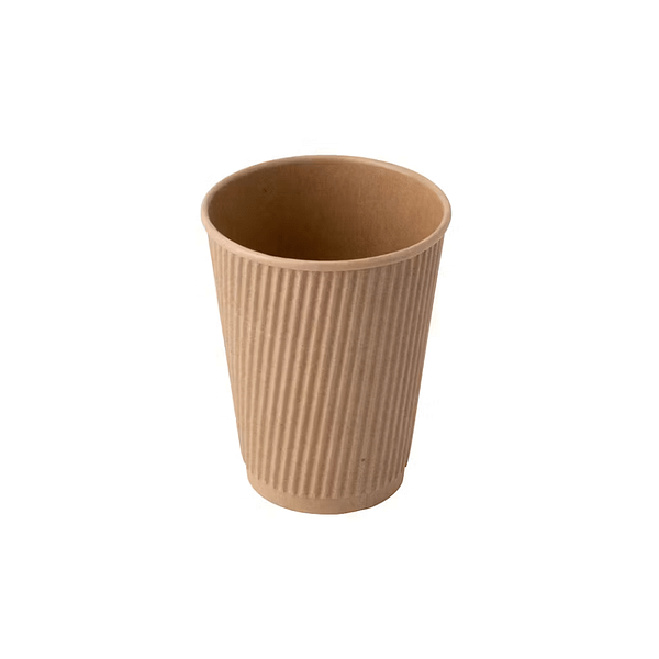 Bicchieri termici compostabili da 380 ml in cartoncino ondulato per bevande calde