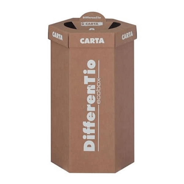 Bidone carta raccolta differenziata grande 95 litri in cartone.