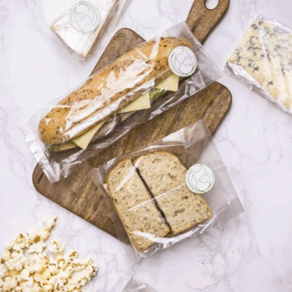 Bustine trasparenti personalizzate plastic free Natureflex 10x6x33 cm.