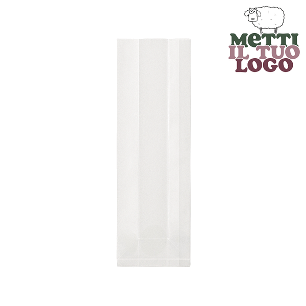 Bustine trasparenti compostabili Natureflex personalizzate 12+7x38 cm