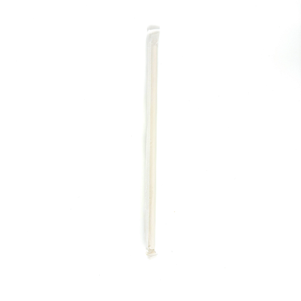 Cannucce imbustate singolarmente in carta bianca, 210x6 mm, 500 pezzi, compostabili.