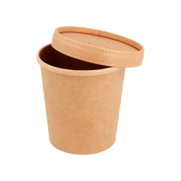 Ciotole cartoncino Kraft bioplastica 900ml coperchio 100 pezzi