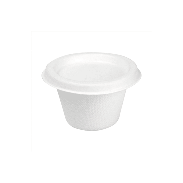 Contenitori per salse compostabili in cellulosa con coperchio, 120ml, confezione da 250 pezzi.