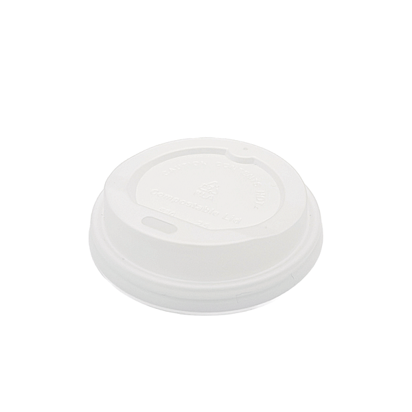 Coperchi compostabili in CPLA per bicchieri da 225 ml, confezione da 100 pezzi.