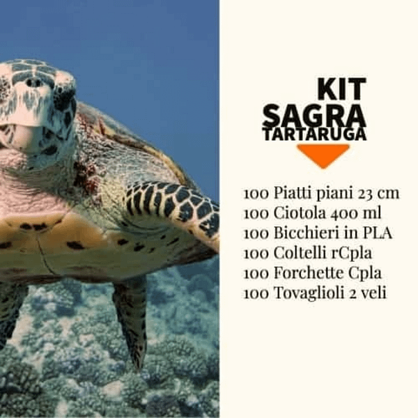 Kit stoviglie monouso plastic free Tartaruga 100 pz