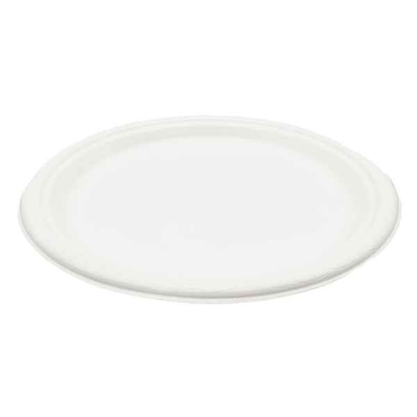Set da 100 piatti grandi compostabili in polpa di cellulosa e PLA, diametro 26 cm.