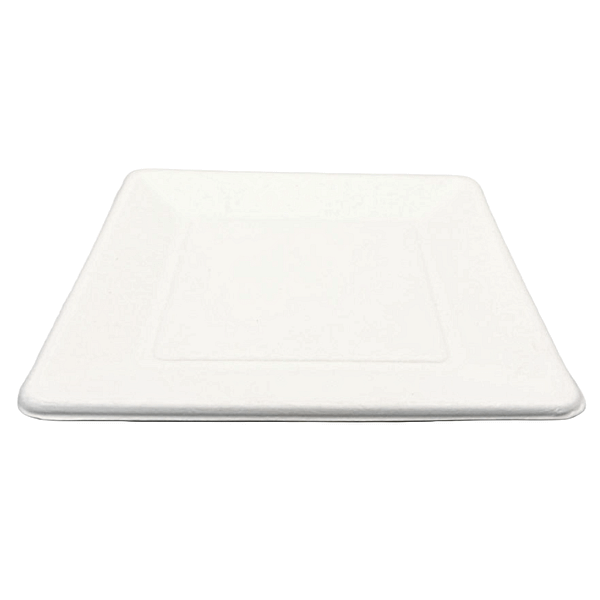 Piatti quadrati compostabili 20 cm in polpa di cellulosa e PLA - confezione da 100 pezzi