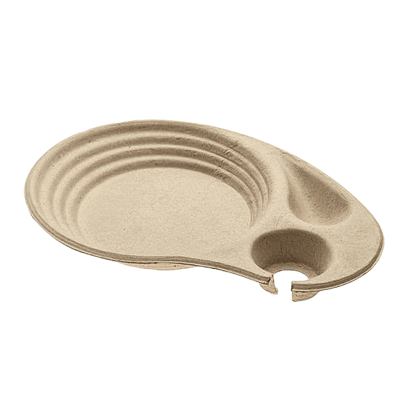 Eleganti piatti di carta bianchi con pratico porta bicchiere integrato, set da 100 pezzi. Ideali per feste, eventi e catering.